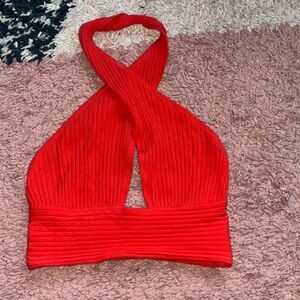 Revolve Callahan Ribbed knit Halter Crop Top